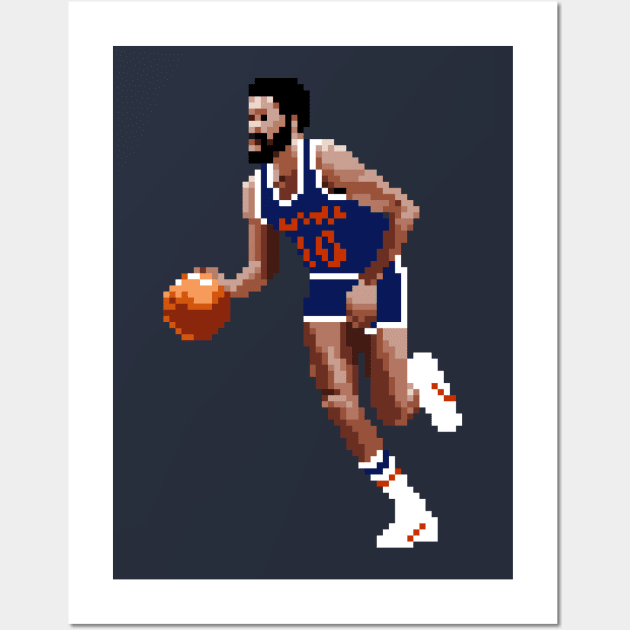 Walt Frazier Pixel Dribble Wall Art by qiangdade